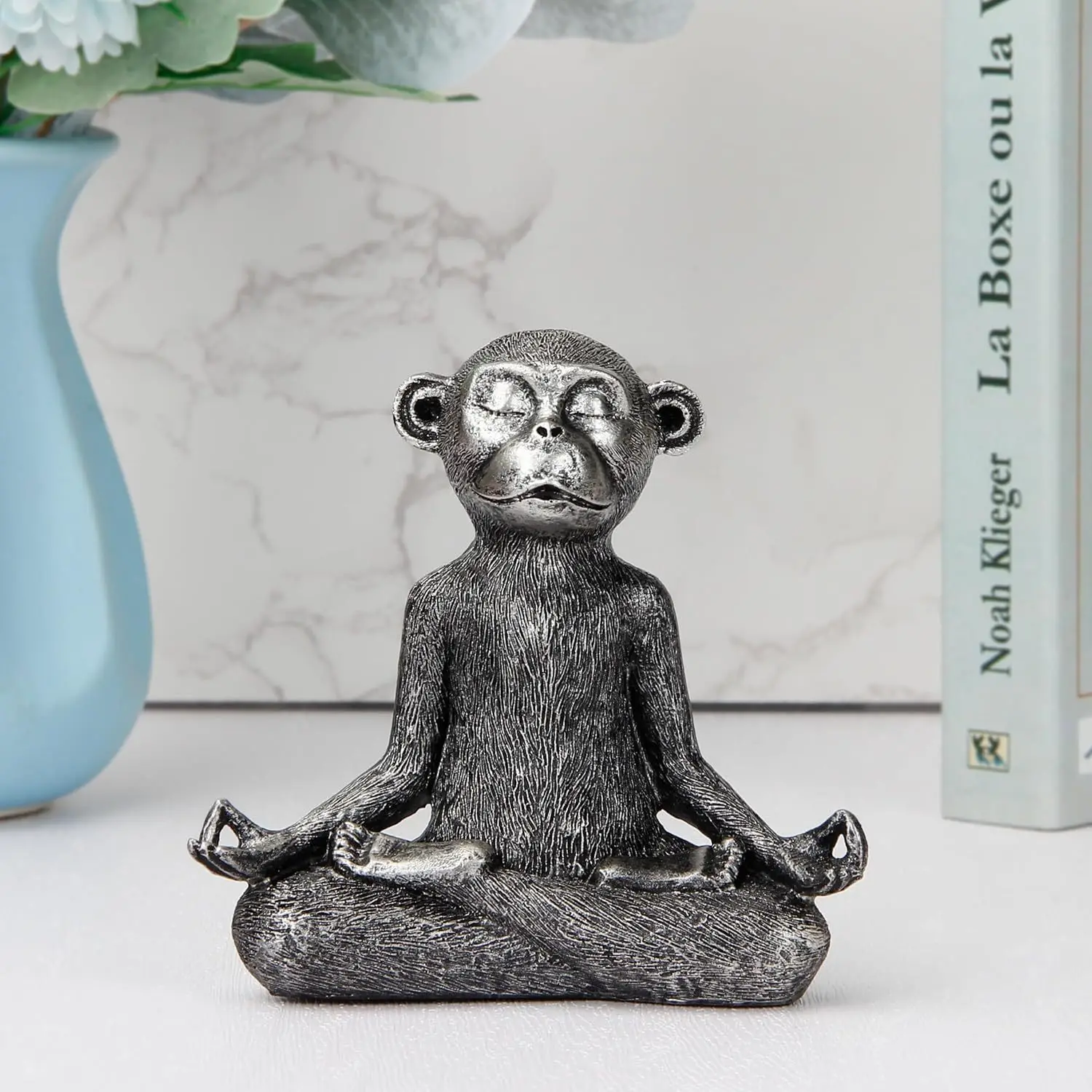 Yoga Monkey Resin Statue, Meditation Animal Figurine, Cute Bookshelf Decor, Creative Home Ornament & Gift