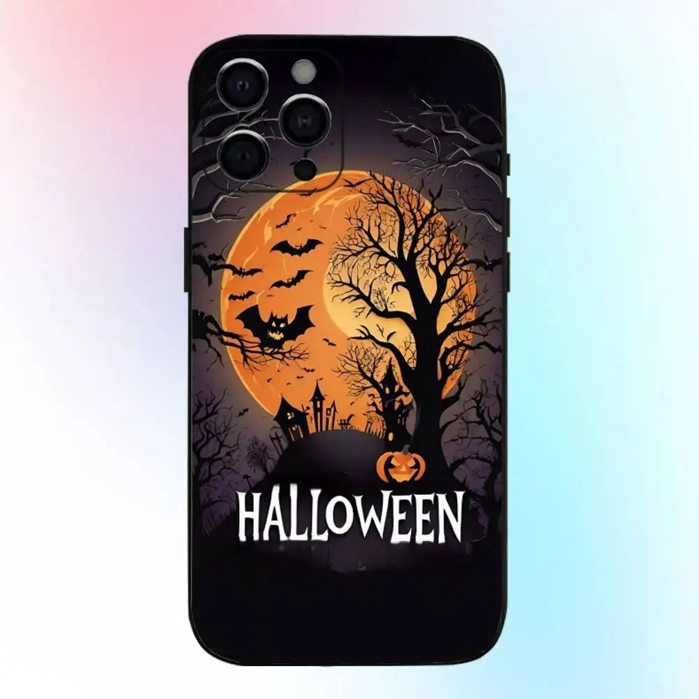 حافظة هاتف ممتعة برسوم كارتونية للهالوين لهاتف iPhone17,16,15,14,13,12,11 Plus، Pro Max غطاء أسود ناعم #5