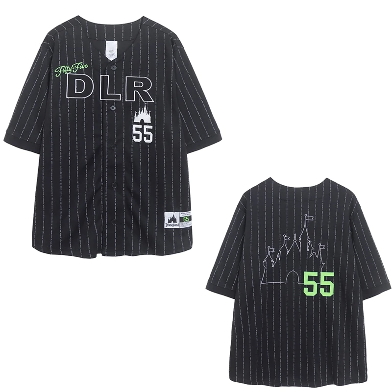 

Утолщенная бейсбольная футболка с мультяшной вышивкой, короткий рукав, повседневный стиль, быстросохнущая, в полоску, плотная вязка, утяжеленная, модель Park