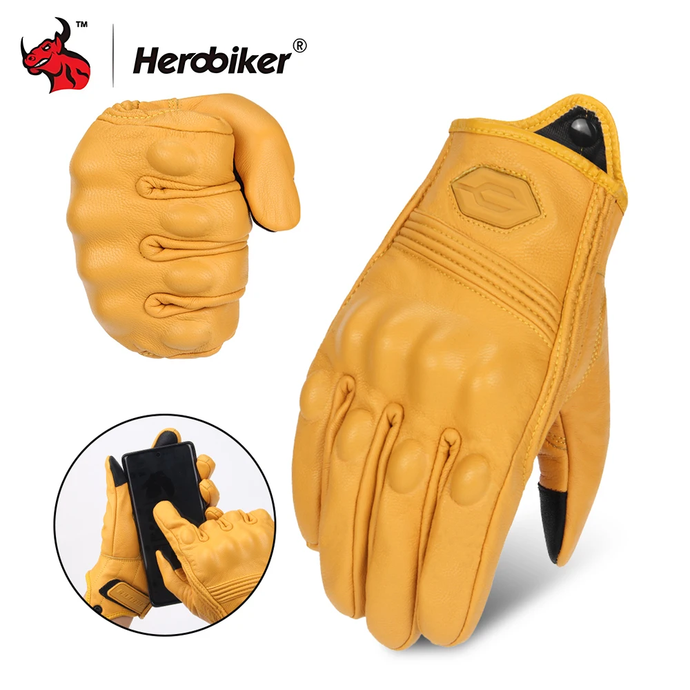 Motorradhandschuhe Winter wasserdichte und warme Reithandschuhe Offroad-Motorradfahren Anti-Fall All Finger Lederhandschuhe