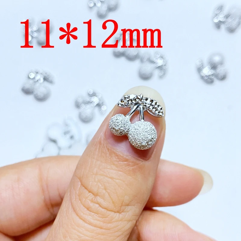 40pcs New Cute 11*12mm Resin Mini Silver Cherry Flat Back Cabochon Scrapbook Kawaii DIY Embellishments Accessories