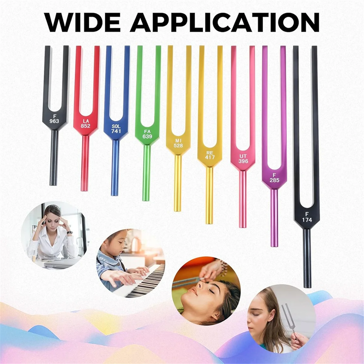 AM38M Tuning Fork Set, 9 PCS Color Tuning Forks for Healing Chakra,Sound Therapy,Keep Body,Mind and Spirit in Perfect Harmony