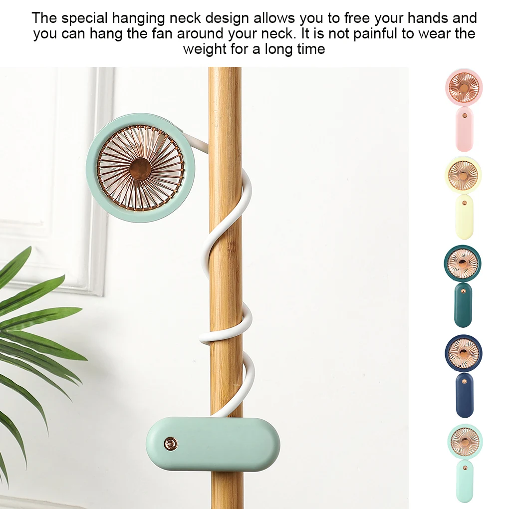 

Neck Hanging Fan USB Electric Rechargeable Handheld Fan Adjustable Portable Cooling Device, Blue