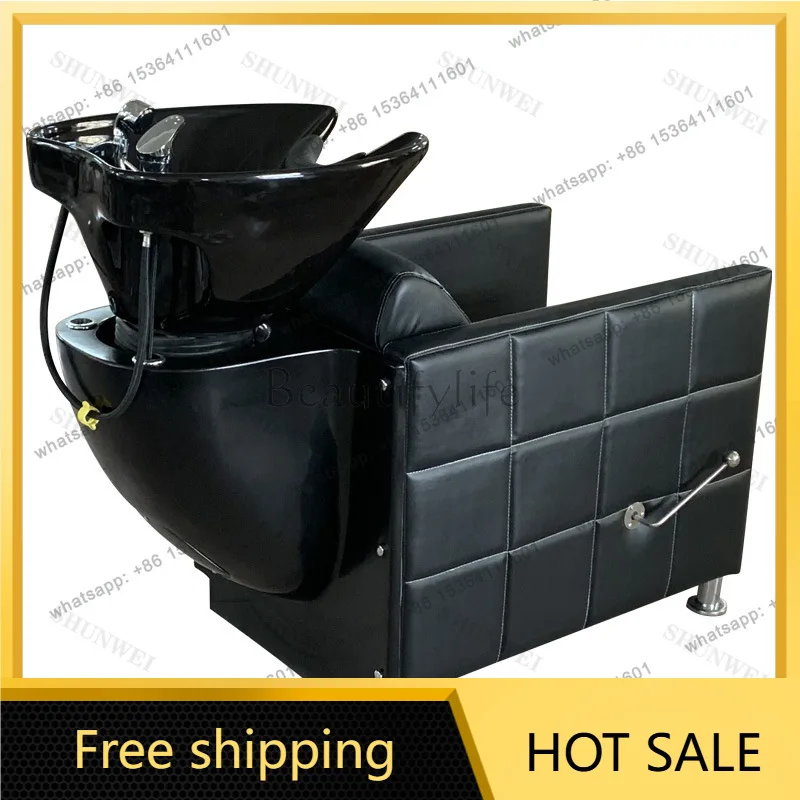 Factory Direct Sales New Ceramic Deep Basin Flushing Bed Semi-reclining Hair Salon Special Hair Bed