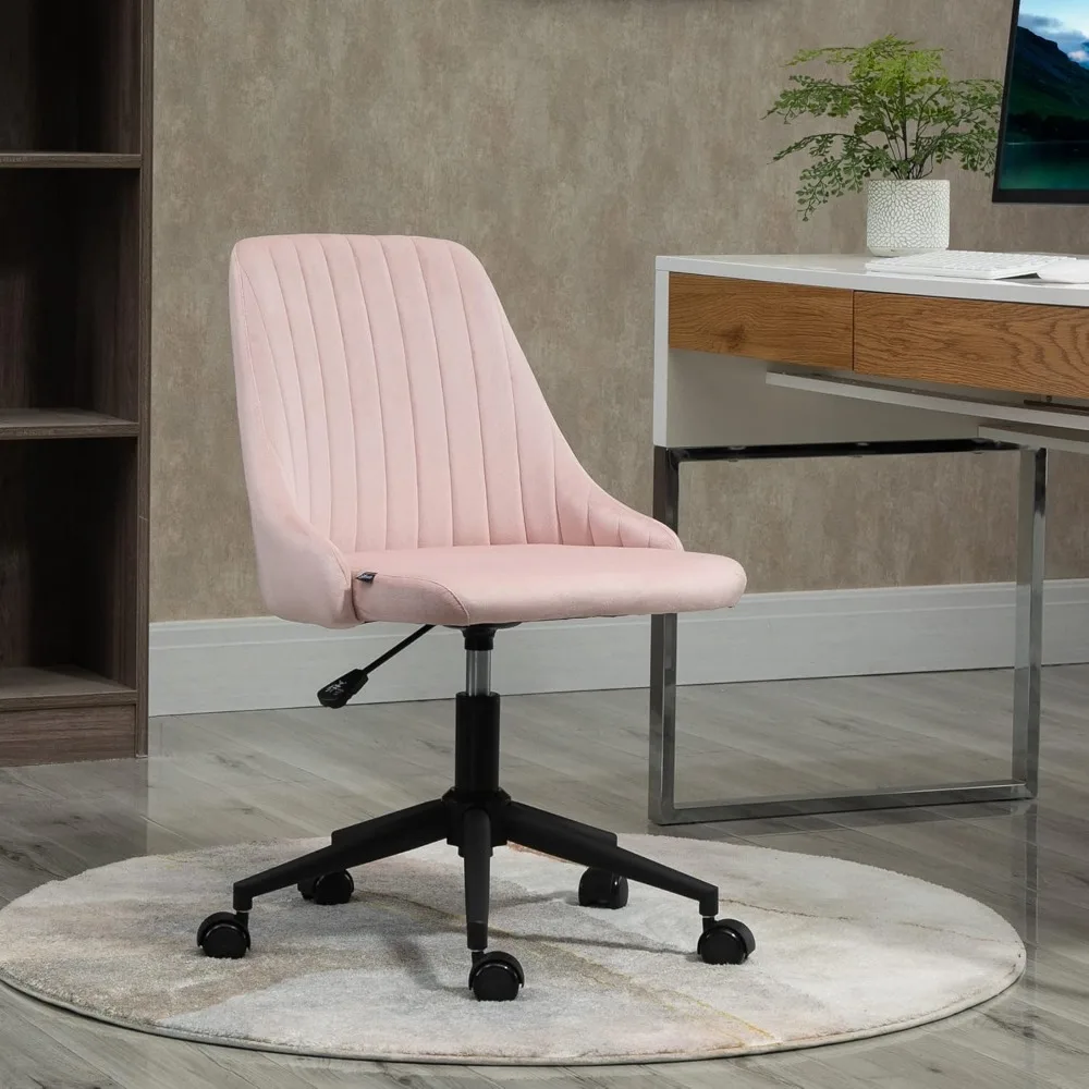 

Mid-Back Office Chair, Velvet Fabric Swivel Scallop Shape Computer Desk Chair for Home Office or Bedroom, Pink
