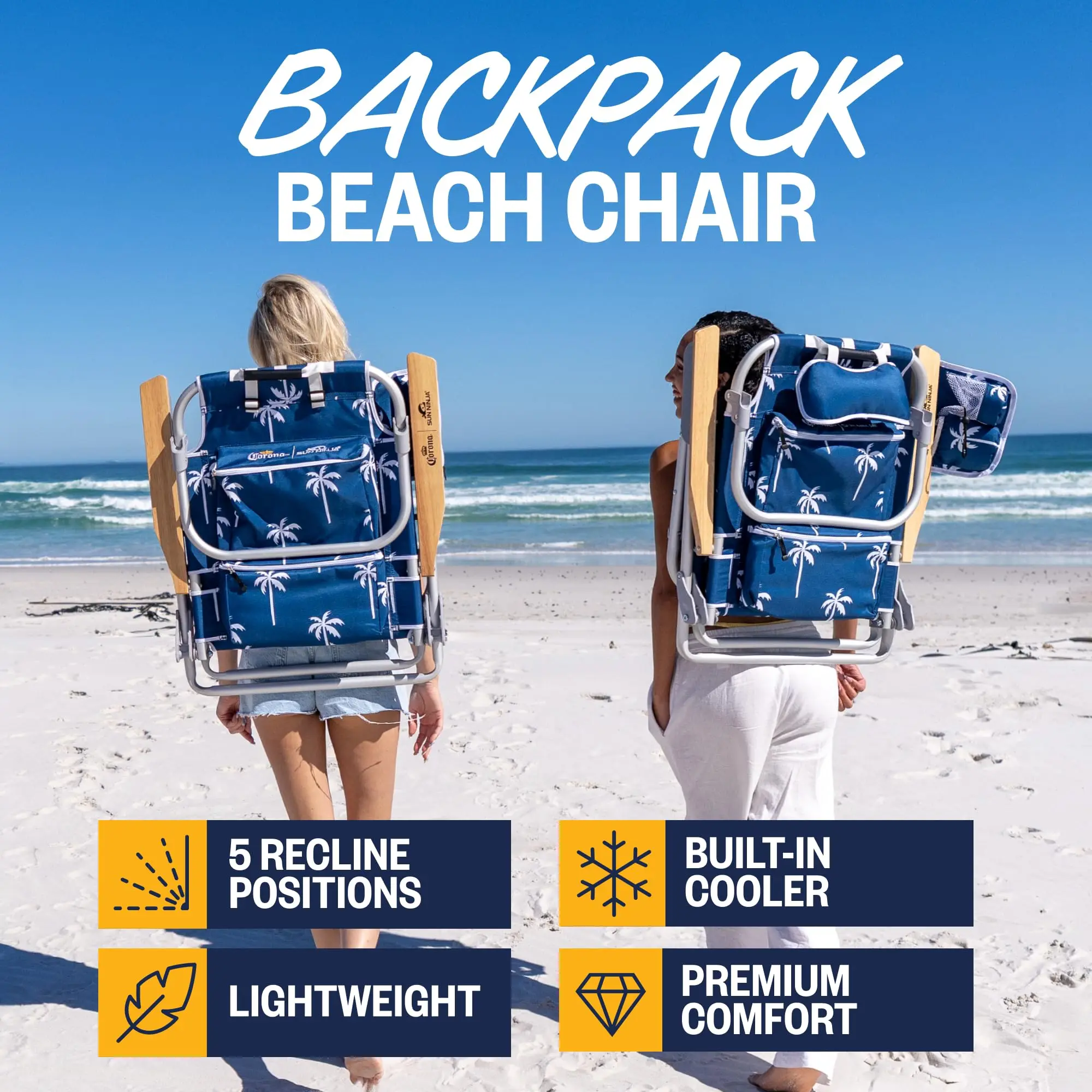 Limited Edition Corona Portable Beach Chair for Adults, 2pc