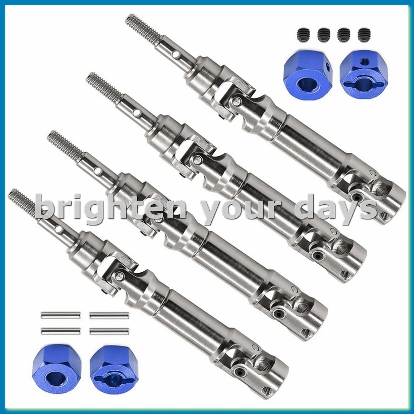 Stainless Steel Front Axle Shaft and Rear Drive Shaft for Mini RC Car Upgrade Parts Silver & Blue-A12I
