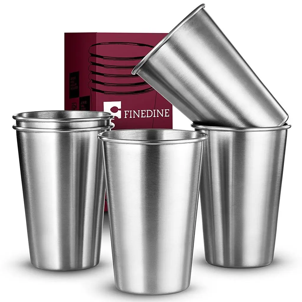 Heavy Duty Stainless Steel Pint Cup Reusable Shatterproof Drinkware for Coffee Tea Beer Home Camping Travel