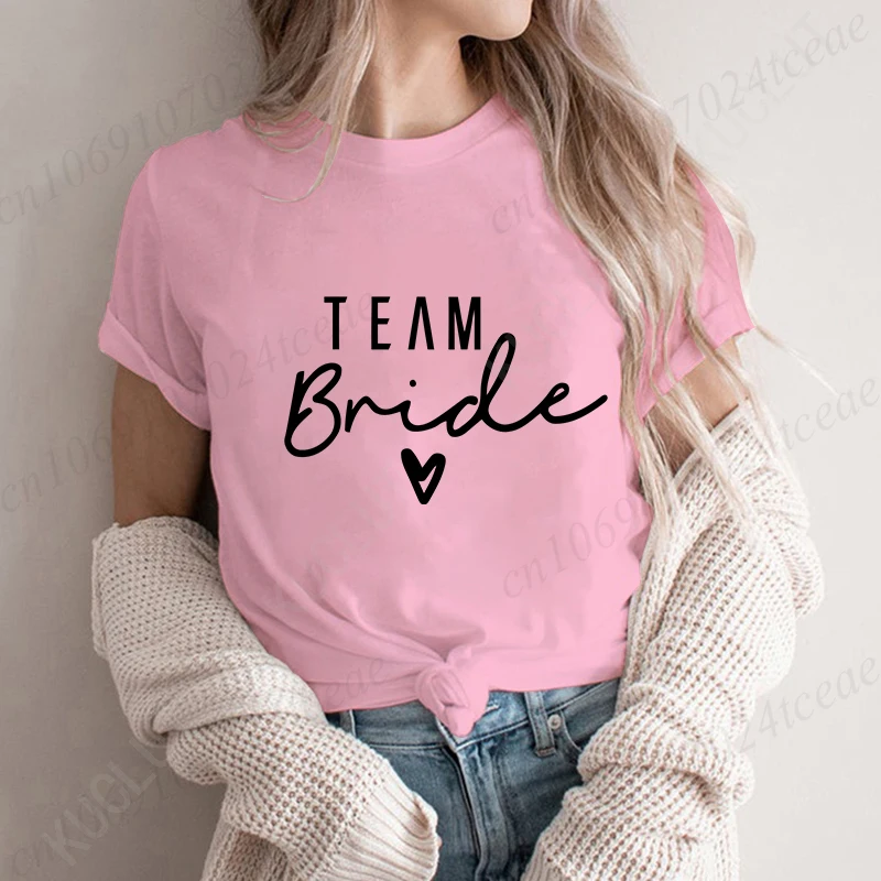 Team Bride Tshirt Woman Bachelorette Hen Party T-Shirts Short Sleeve Female Clothing Fashion Last Fling Tees Bridal Wedding Tops