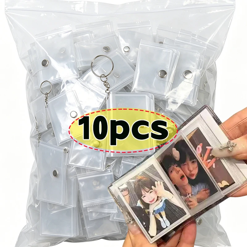 10pcs Mini Photo Album Keychain Small Instant Picture Album Pendant ID Photo Storage Interstitial Pocket Keyring Lover Memory