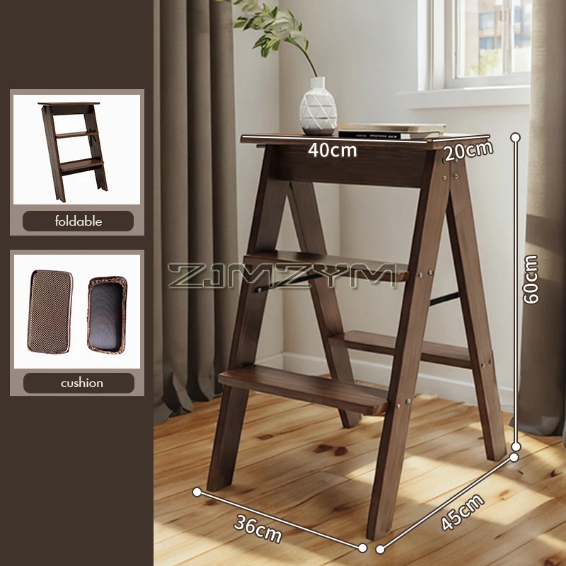 3 Step Ladder, Folding Step Stool with Wide Pedals Portable Step Ladders Counter Chair for Home, Kitchen, Office, 100KG