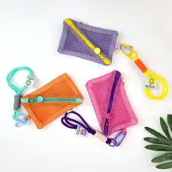 Portable Mesh Cosmetic Bag Dopamine Color Storage Makeup Case Women Mesh Toiletry Storage Pouch Organizer