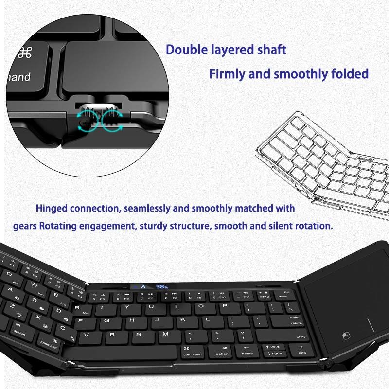 لوحة مفاتيح لاسلكية صغيرة محمولة قابلة للطي لأجهزة IOS IPad Android Windows Tablets الذكية لوحة مفاتيح بلوتوث قابلة للطي