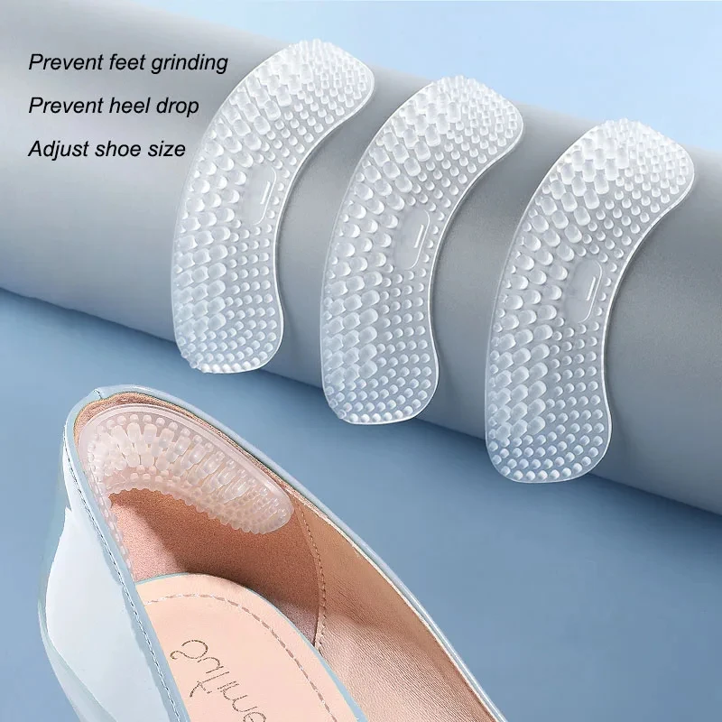 1 pair of clear silicone abrasion-resistant heel protectorsNon-slip self-adhesive heel padsEmbedded foot care liner at back