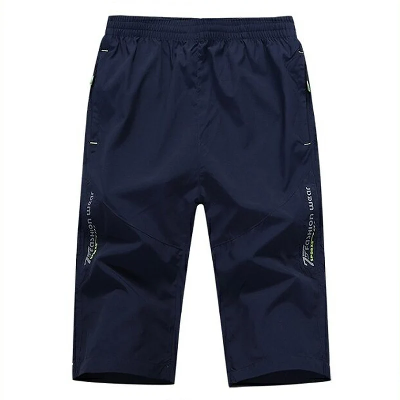 2024 Men's Beach Fashion Solid Color Sports Pants Summer Boys Versatile Simple Elastic Waist Pocket Loose Casual Cropped Shorts