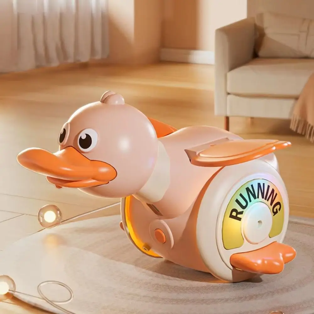 Plastic Electric Duck Musical Toy Sound And Light Simulation Rotating Foraging Duck Toy Movable Flexible