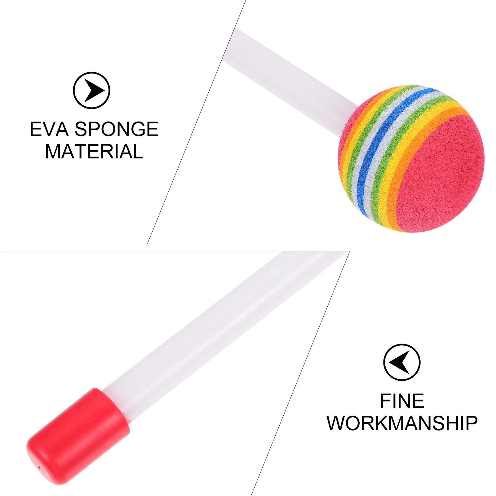 

4 Pcs Rainbow Drumsticks Children's Musical Instruments Soft for Kids Eva Sponge