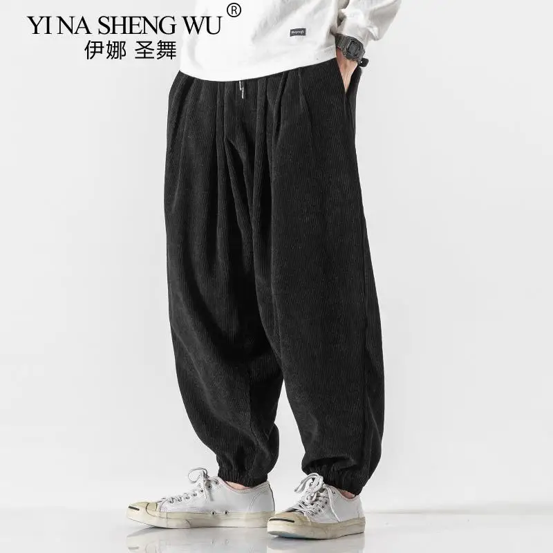 Corduroy Wide Harem Pants Men Loose Casual Jogger Pants Chinese Baggy M-5XL Heavy Duty Oversize Trousers Male High Quality