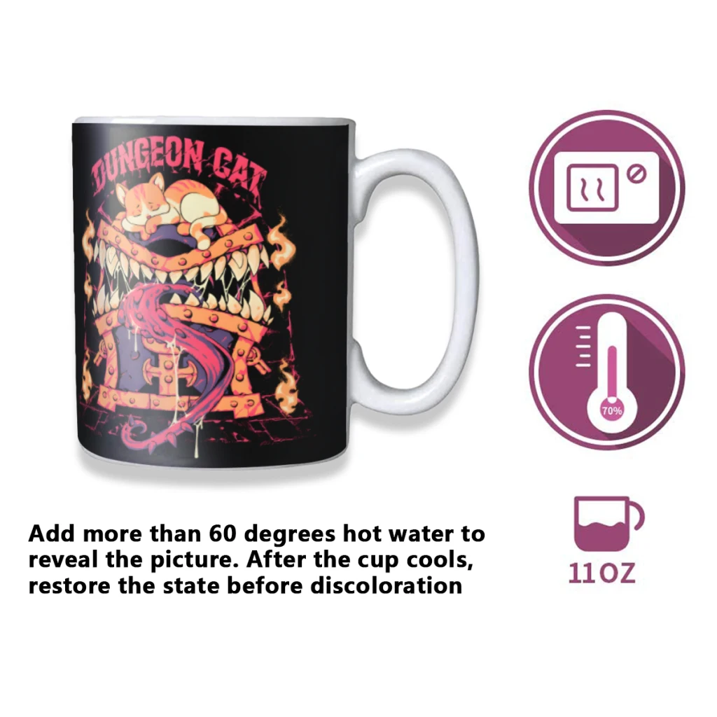 Dungeon Cat Creativity Change Color Chang mug Ceramic mug Hot Coffee Cup Breakfast Cup Mug Friend Gift