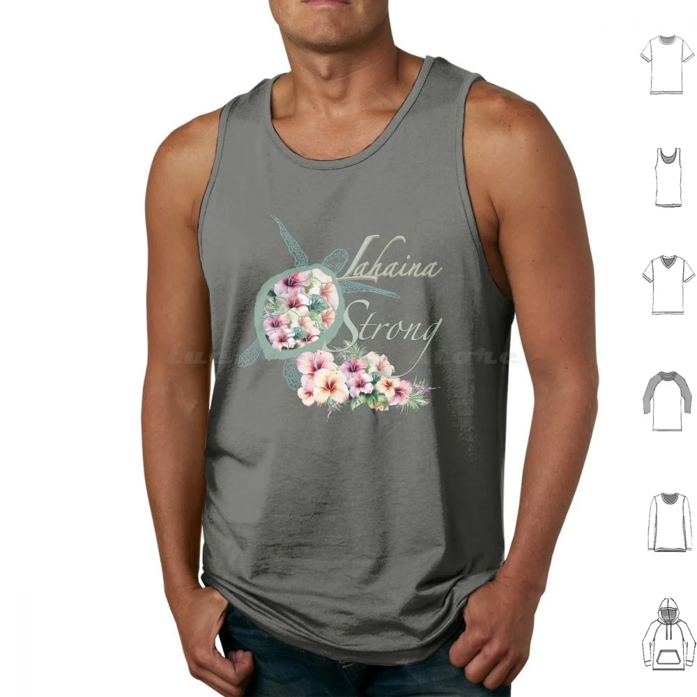 Lahaina Strong-Hibiscus And Sea Turtle Tank Tops Print Cotton Lahaina Fire Relief Lahaina Fire Maui Fire Maui Fire Relief