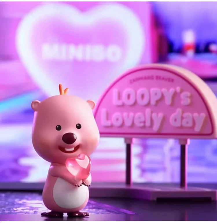 MINISO Loopy Charaktere Blind Box Neon Road Series Mystery Box Kawaii Modell Spielzeug für Kinder Weihnachtsgeschenk Weihnachtsgeschenk Original