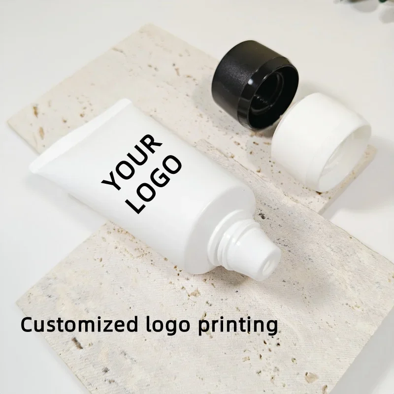 50 Uds. Tubos de compresión personalizados blancos esmerilados de 50ml, tapa de rosca negra/blanca, tubos de cosméticos, para cremas contenedores de cosméticos