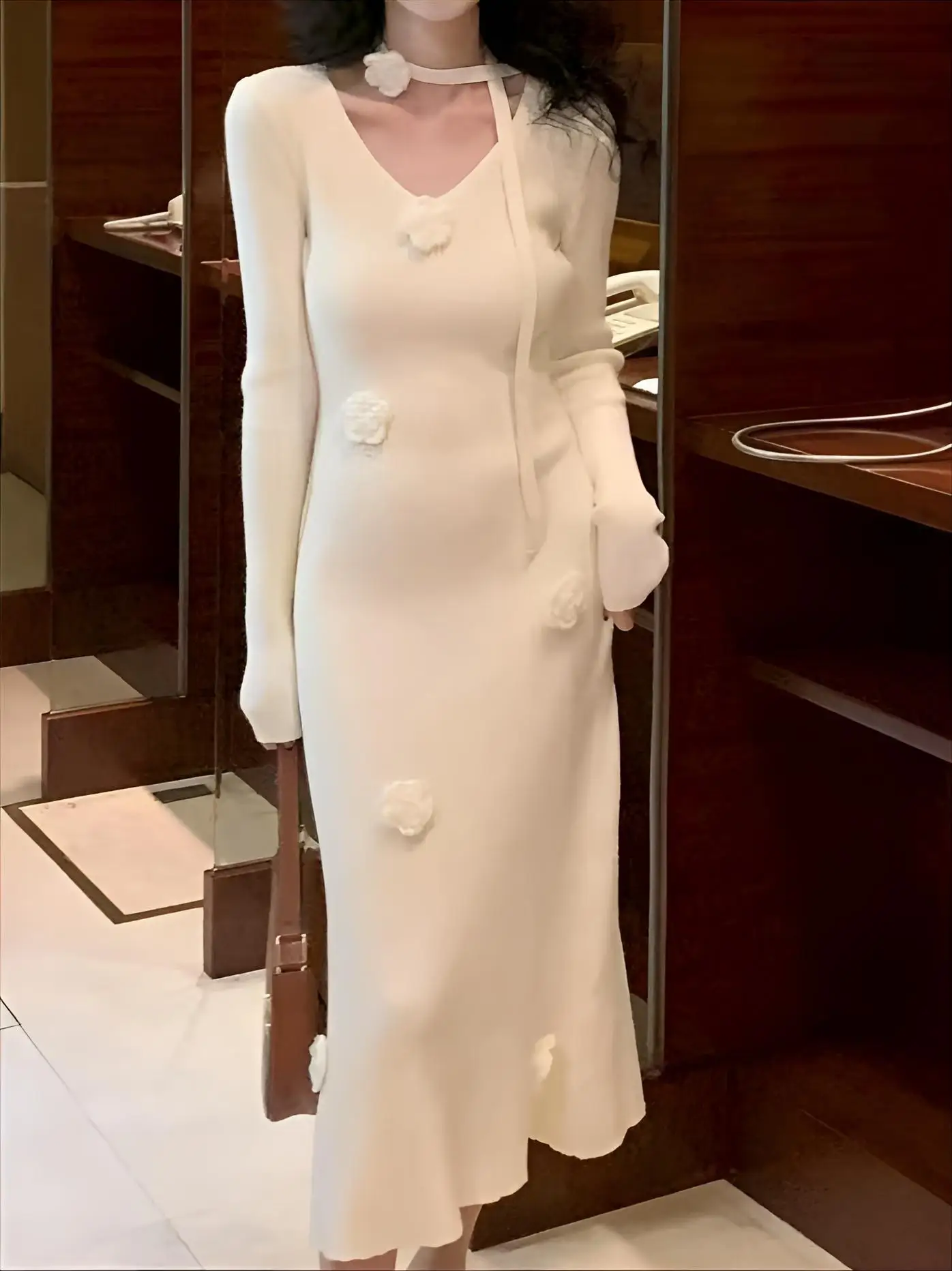 

Knee Length Pullover Korean Style Sweaters Jumpers Women Pulls Boat Christmas Teen-Girl Coquette Printed Color-Blocked All-Match