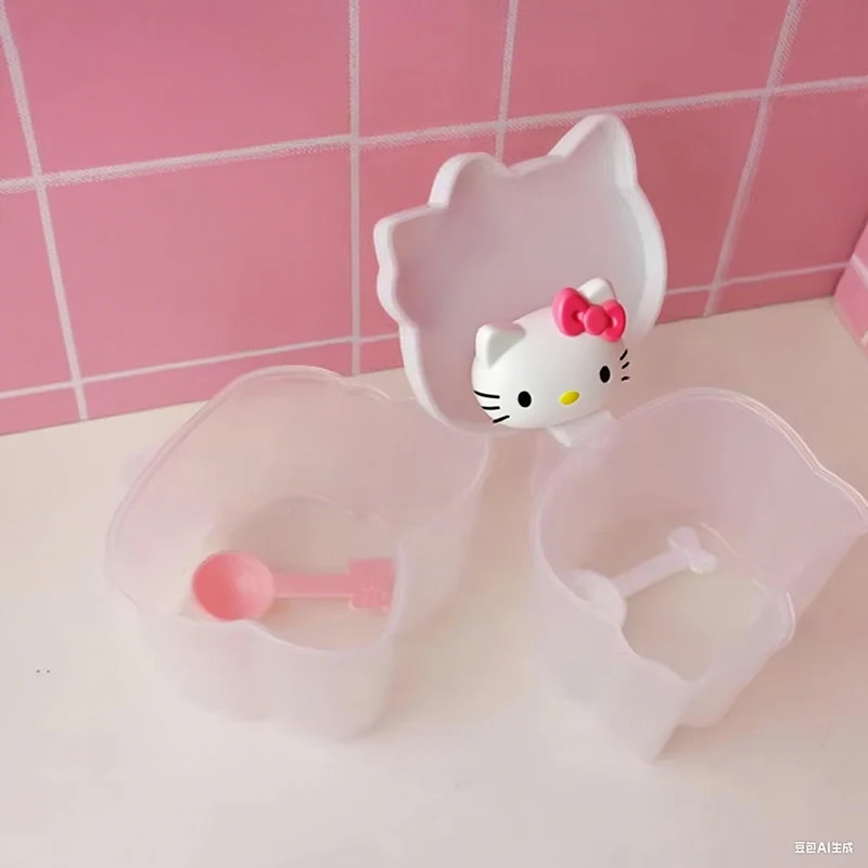 

New Sanrio Hello Kitty Y2K Kawaii Anime Seasoning Jar with Spoon And Lid Cute Cartoon Kitchen Storage Box for Home Gifts Toys