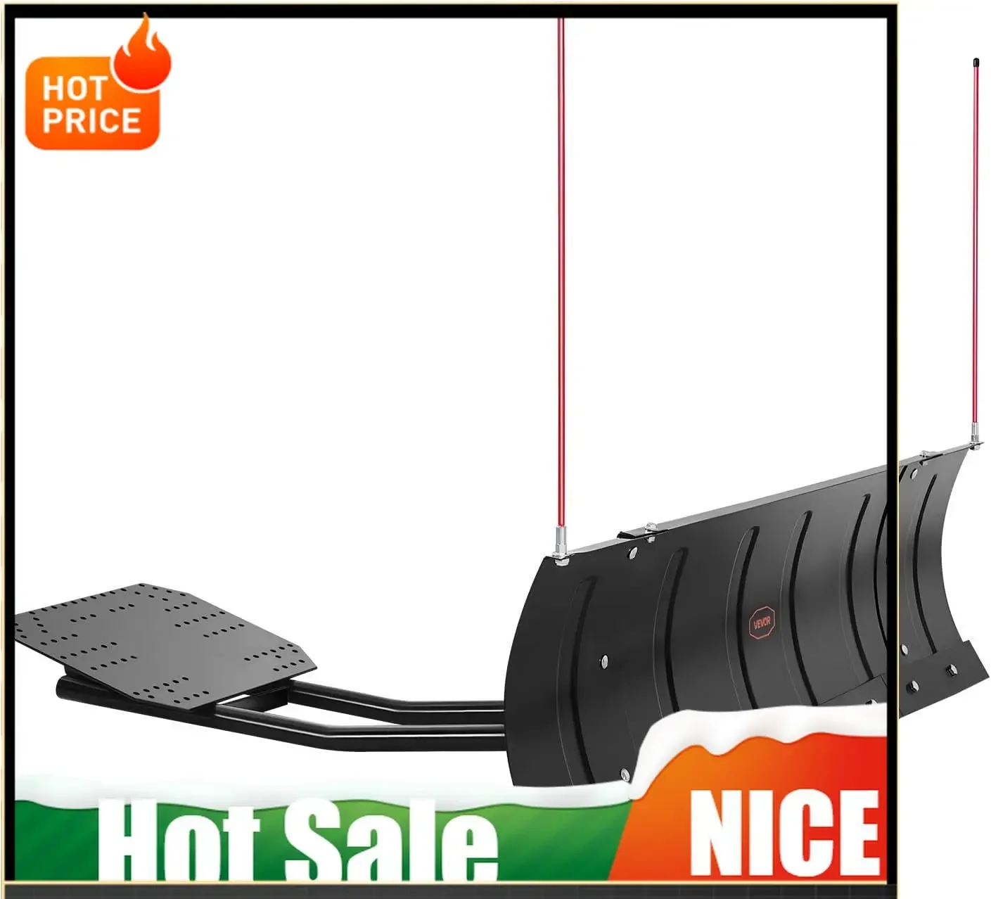 

Снегоуборочный навесной нож Choiceness, регулируемая ширина 43/60 дюймов, легко съемный, универсальное крепление для уборки снега с резиновыми накладками