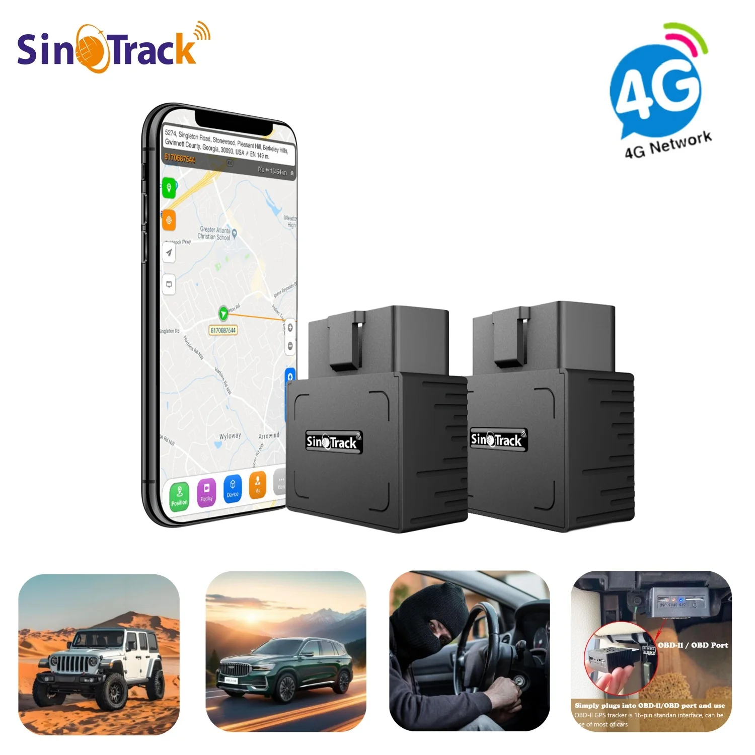 

Car Anti-Theft 2PCS ST-902L 4G Mini OBD II GPS TrackerBuiltin Battery 16PIN interface device With Free APP
