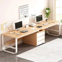 Bureau d'ordinateur extra long avec étagères de rangement, table d'écriture, bureau double, 2 tiroirs de proximité, 78 pouces