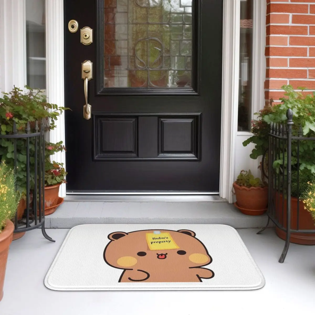 

Коврик для прихожей с изображением панды Бубу Дуду и медведя Брауни, нескользящий ковер для кухни, дома, спальни, напольный коврик для ног