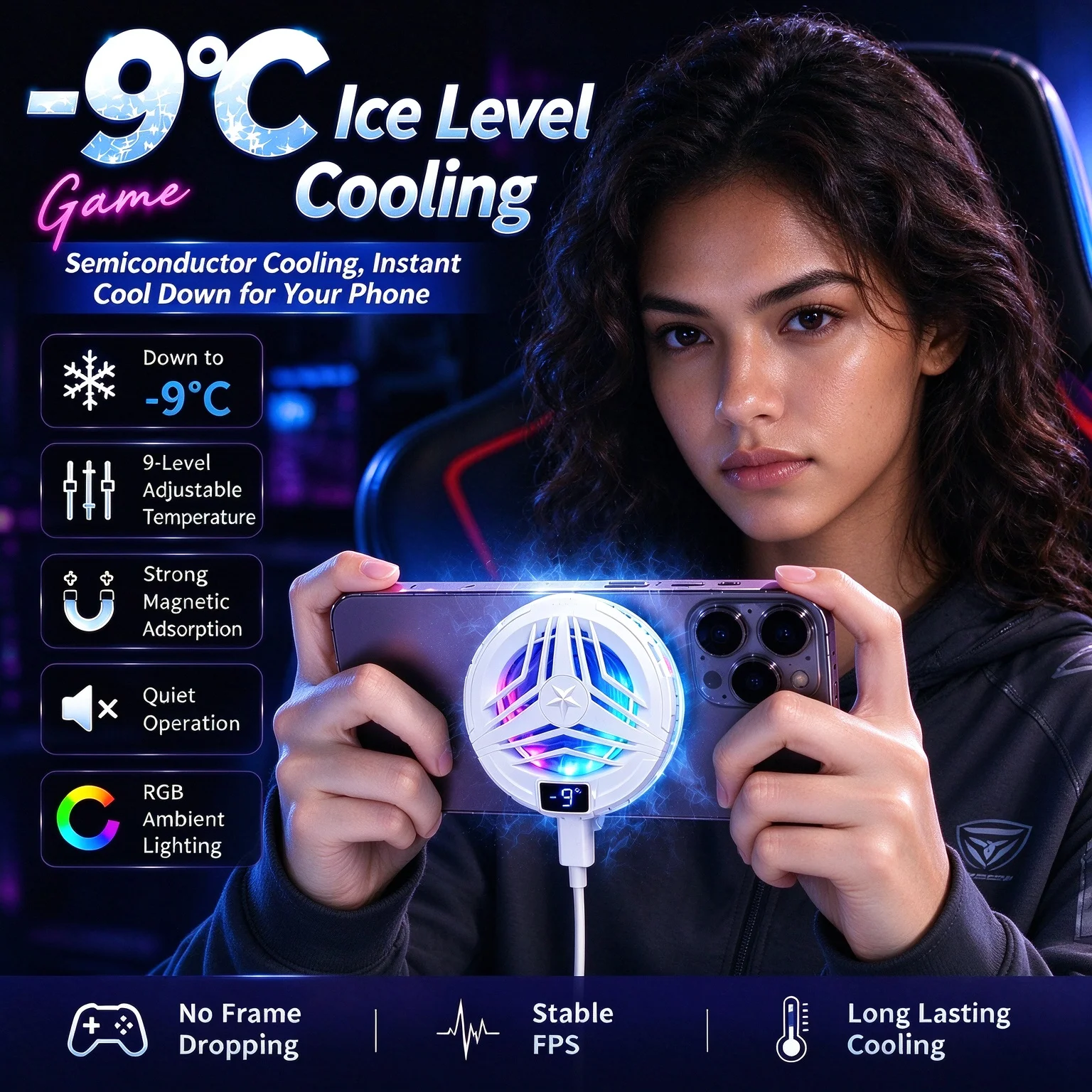 Mobile Phone Tablet Cooler Semiconductor Climatiseur Cooling Fan Thermal Paste Magnetic Clip Digital Display For Redmagic