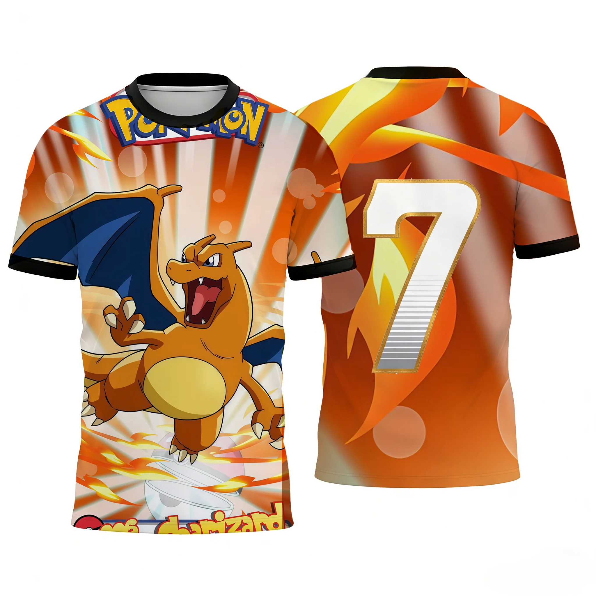2026 Neuer Bestseller Pokemon Glurak Anime T-Shirt Herren Sommer Casual Sport Kurzarm Orange Grafik-T-Shirt Hochwertige Oberteile