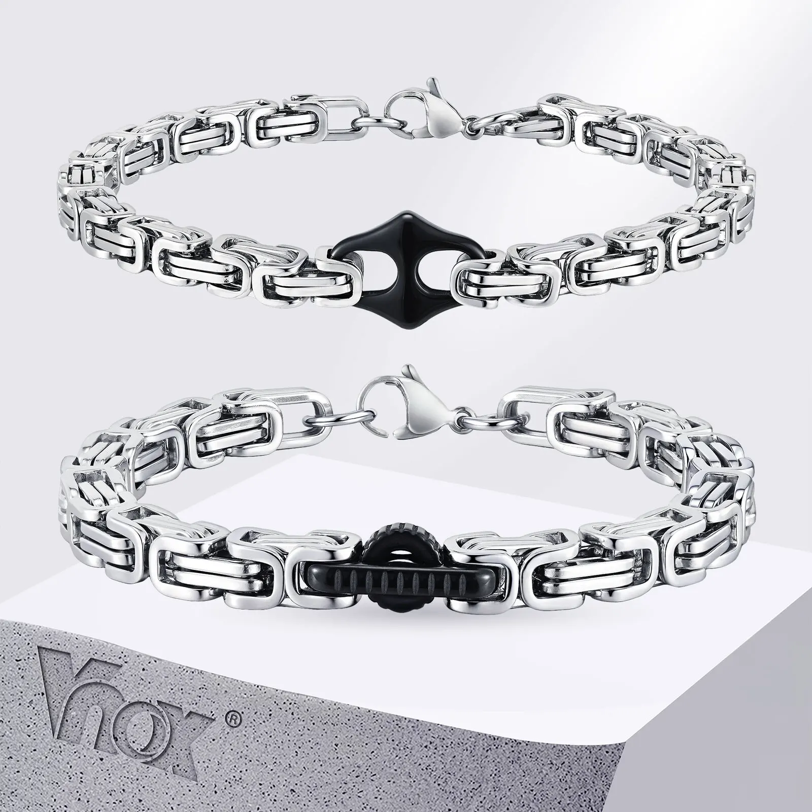 

Vnox 22cm Stainless Steel Byzantine Chain Bracelet for Men Boys, 5mm/7mm Width Wristband, Durable Unisex Accessory Jewelry Gifts