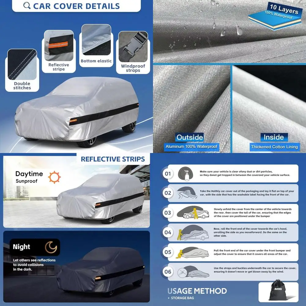 

Custom-Fit Waterproof SUV Cover for 1973-2024 Chevrolet Suburban, All-Weather Protection Against Rain, Sun, and UV. Silver