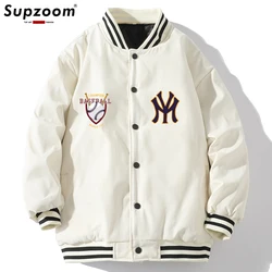 Supzoom-Chaqueta de béisbol holgada de algodón para hombre, ropa de marca, abrigo informal de otoño e invierno, ropa gruesa acolchada de algodón