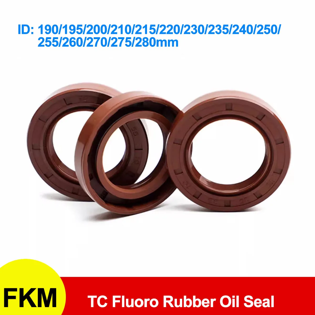 

FKM Framework Oil Seal TC Fluoro Rubber Gasket Rings Cover Double Lip with Spring for Bearing Shaft ID 190/195/200/210/215~280mm