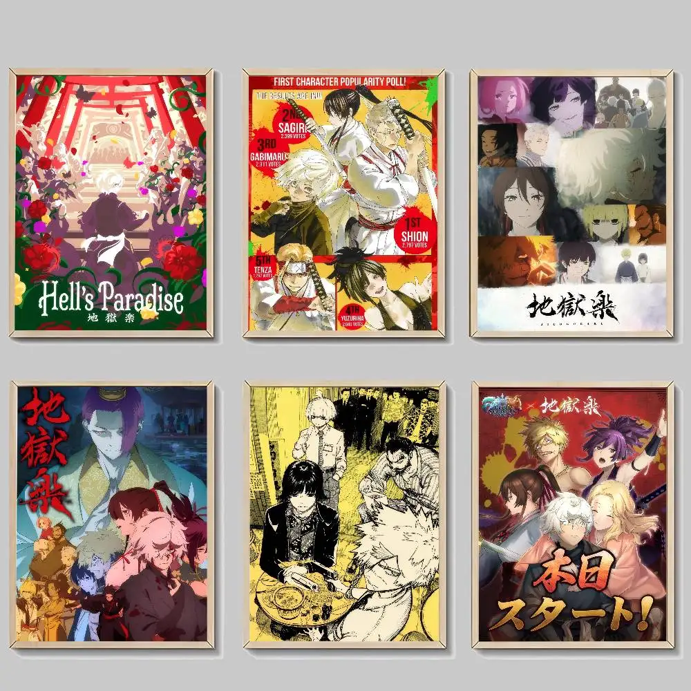 DIY Klebeposter, ausgefallener Wandaufkleber für Wohnzimmer, Bar, Dekoration, Wanddekoration, klassisches H-Hells Paradise Anime