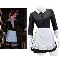 Moira O'Hara  American Cosplay Horror Story Costume Women's Sexy Maid Dress With Apron  Halloween Party  Outfits