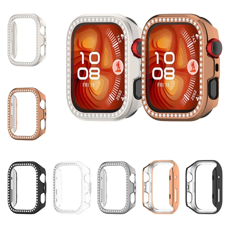 For Huawei Watch Fit4 Fit3 Fit 4 3 Pro Hard PC 2 IN 1 Watch Case + HD Slim Tempered Glass Diamond Crystal Case
