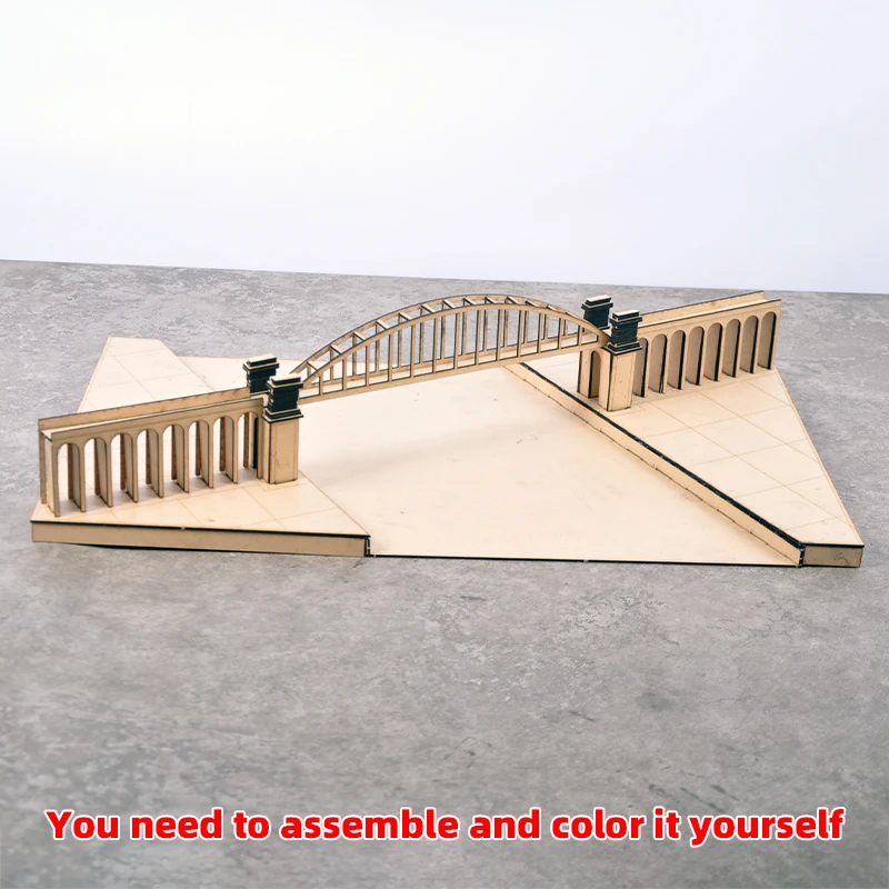 1/350 1/700 Maßstab Modellbausatz Miniatur-Diorama Architektonisches Gebäude Haus Unbemalte Brücke Fluss DIY – Detail 6