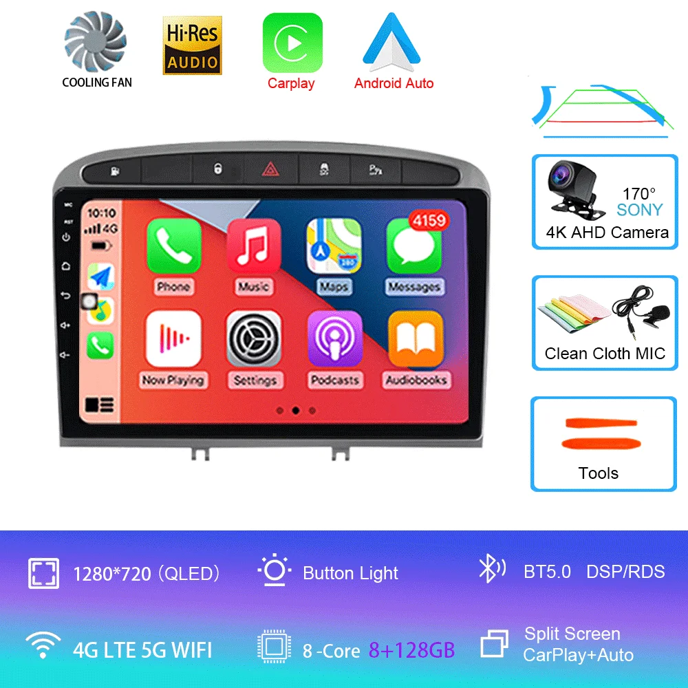 Android 16 autoradio voor Peugeot RCZ 308 SW 2007-2015 408 2012-2020 2DIN multimediasysteem navigatie GPS Carplay Auto head unit WIFI