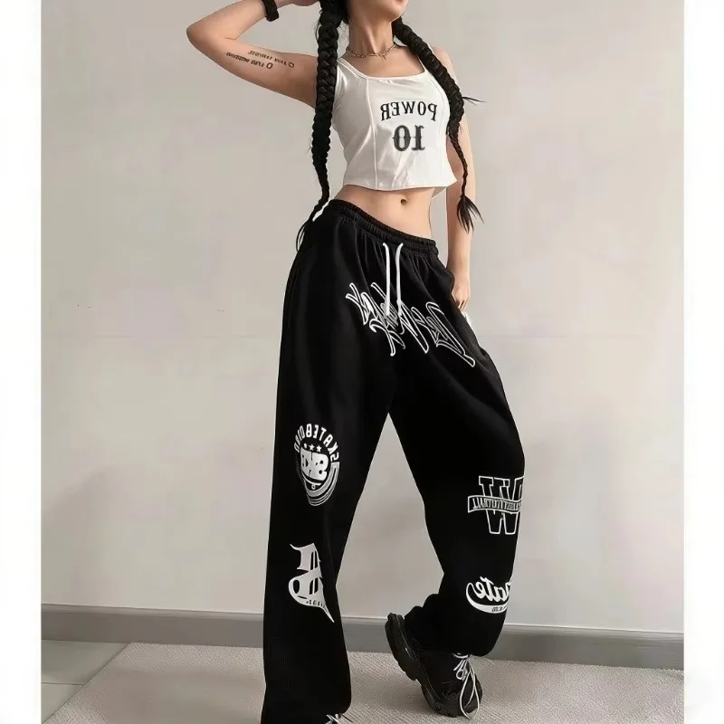 2026 Harajuku Mode Beliebte Baggy Sweatpants Rock Urban Hosen für Tänzerinnen Street-Style Slacks Damen Cargo-Hosen Weit geschnitten – Detail 9
