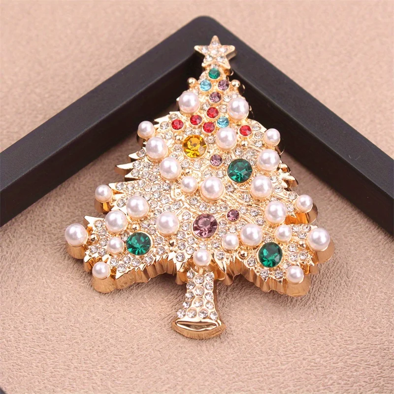 

Designer Art Creative Heavy Duty Elegant Peplum Gift a Friend Rhinestone Christmas Tree Coat Women Brooch Pin Decoration