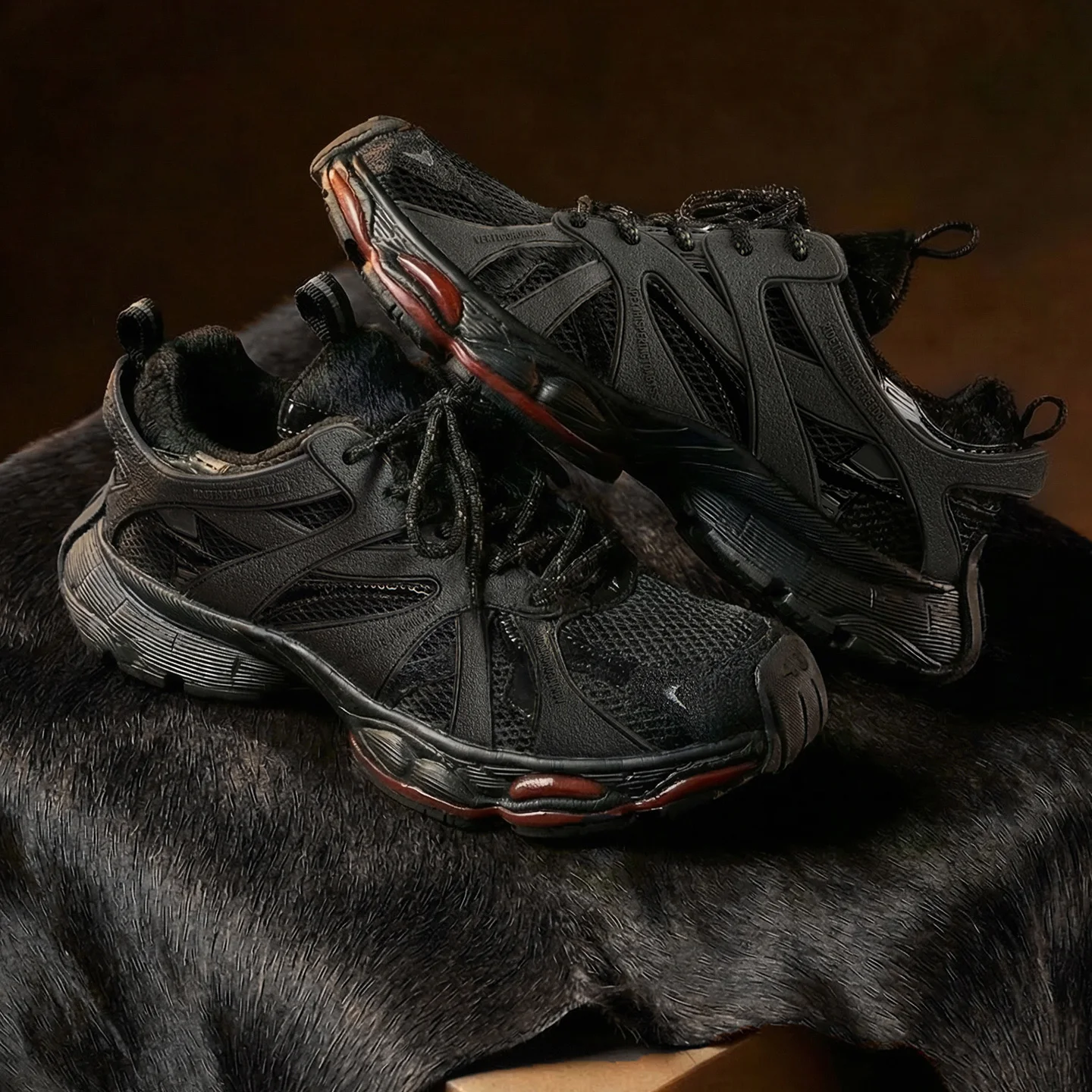 

Maden Black Horse Dad Shoes Thick Sole Sneakers for Year of the Horse Lace-Up Retro Men‘s Casual Running Shoes for Fall Winter