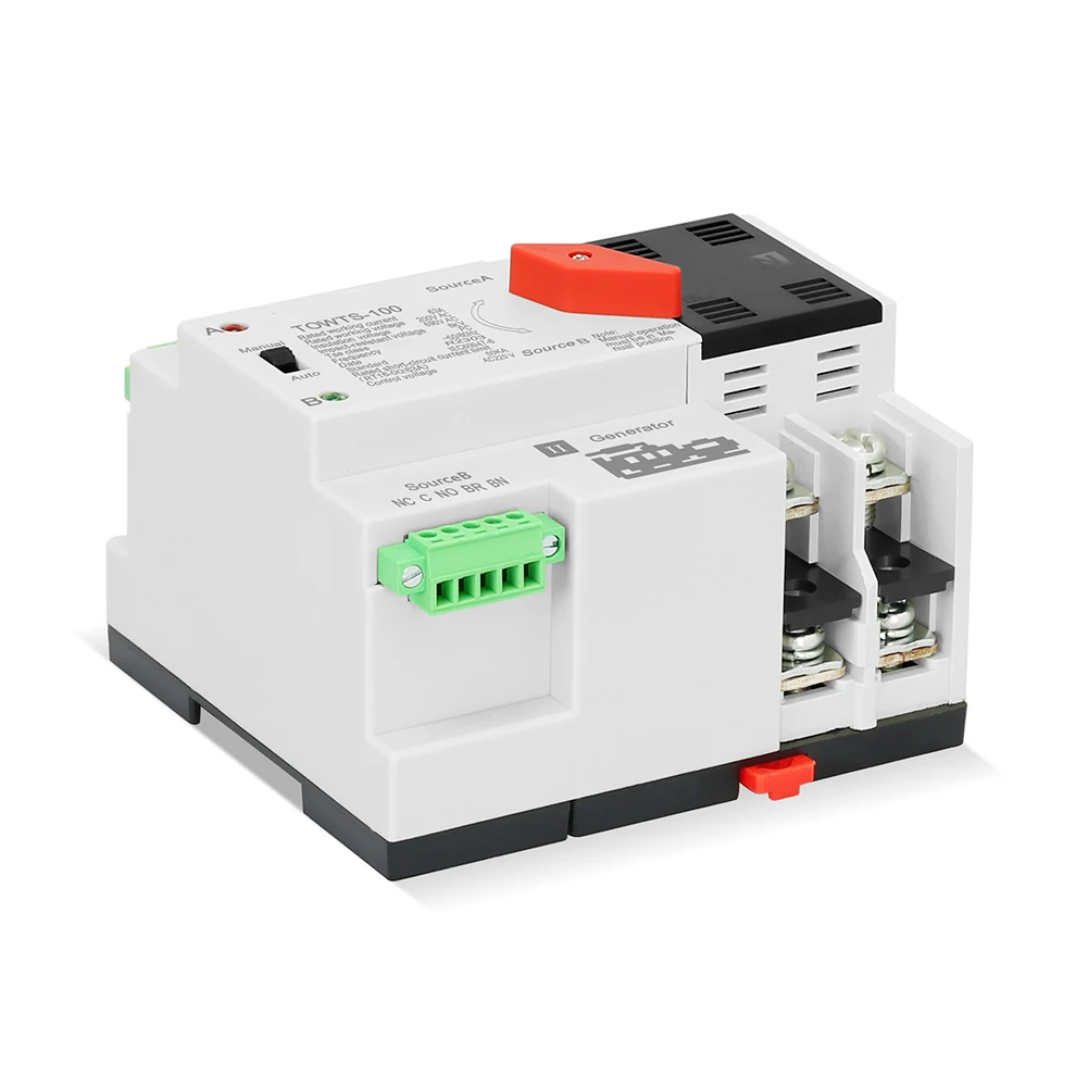 100A Automatic Manual Transfer Switch Dual Power Backup for Residential RV with Voltage Protection and Switching