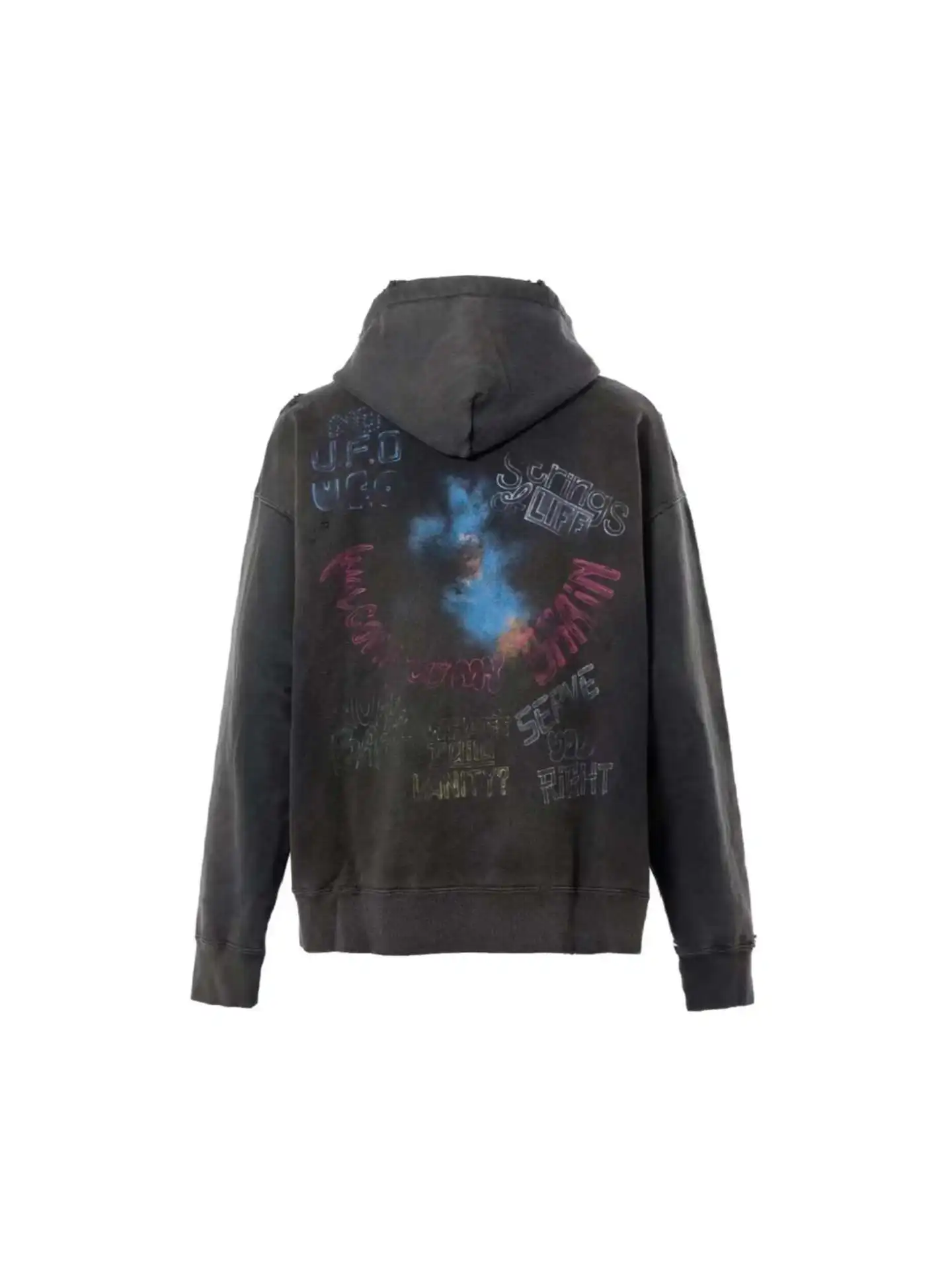 日本製 MMY MIHARA ウォッシュ加工 ダメージ加工 グラフィティ加工 穴あき フード付き メンズ＆レディース スウェットシャツ カバー