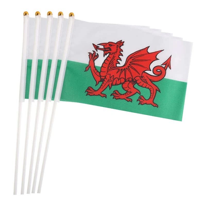 

xvggdg 100pcs 14 * 21cm Welsh National Flag Wales UK hand banner