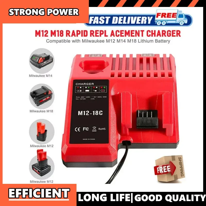 

Замените 3A, 12 В, 14 В, 18 В, быстрое литий-ионное зарядное устройство M12-18C, двухпортовый многовольтный литий-ионный аккумулятор M12 M18, инструмент для Milwaukee